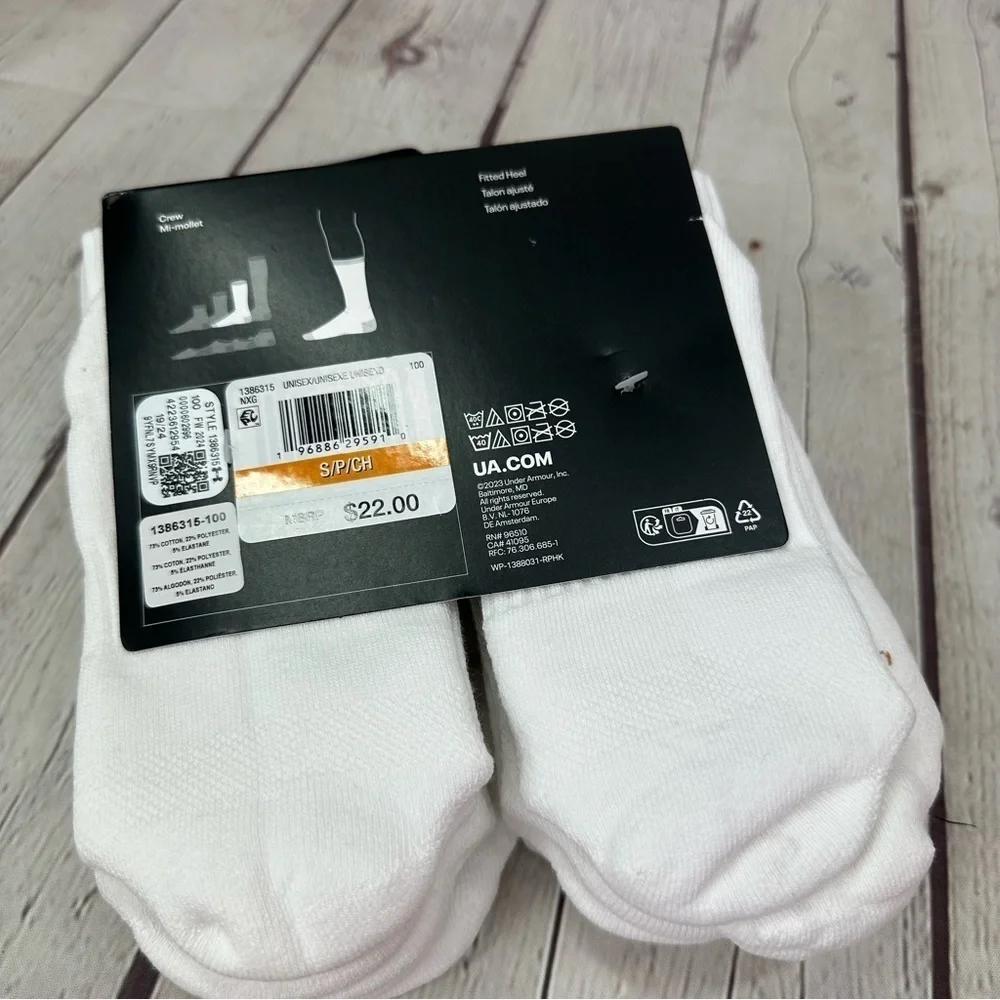 NWT under armour UA training cotton blend crew socks womens 4-6 UNISEX